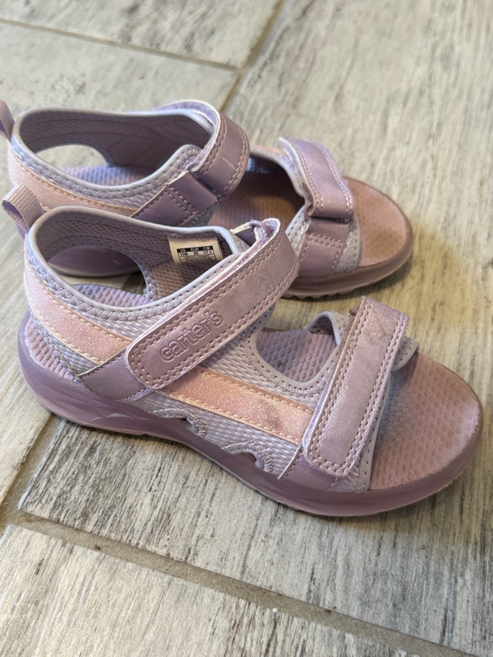 Carter's Lavender Girls' Adjustable Double-Strap Sandals light up little girl 11